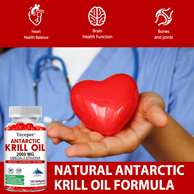 Antarctic Krill Oil 2000mg – with Omega-3 EPA, DHA, Astaxanthin & Phospholipids