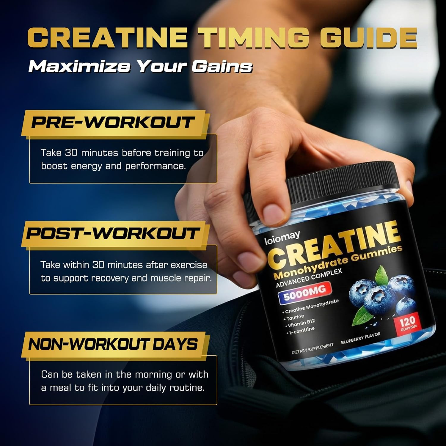 Creatine Gummies for Men & Women, 5-In-1 Complex with Taurine, L-Carnitine, Vita