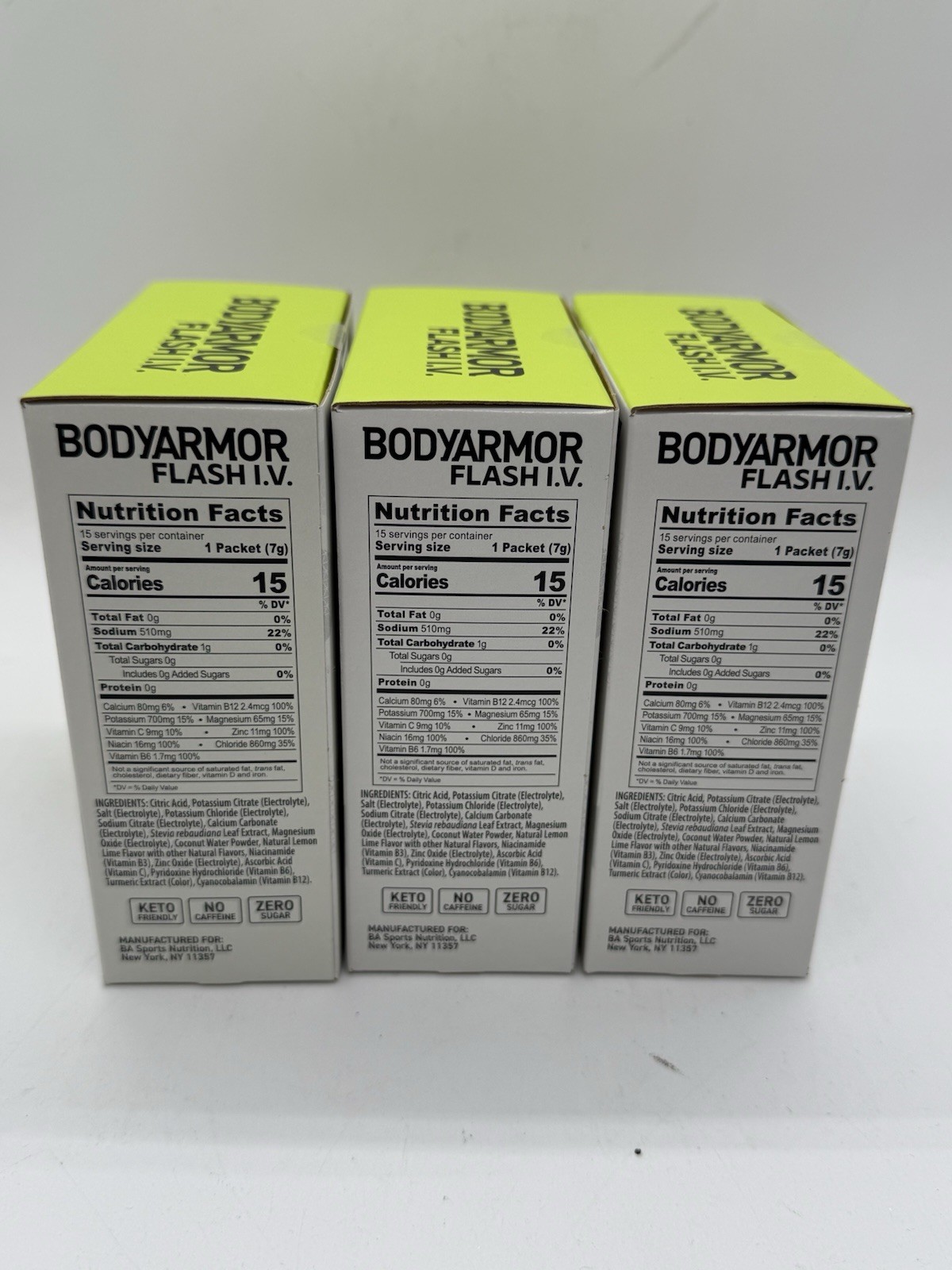 Case of 90 BODYARMOR Flash IV Electrolyte Lemon Lime Zero Sugar Mix BBD 01/2025