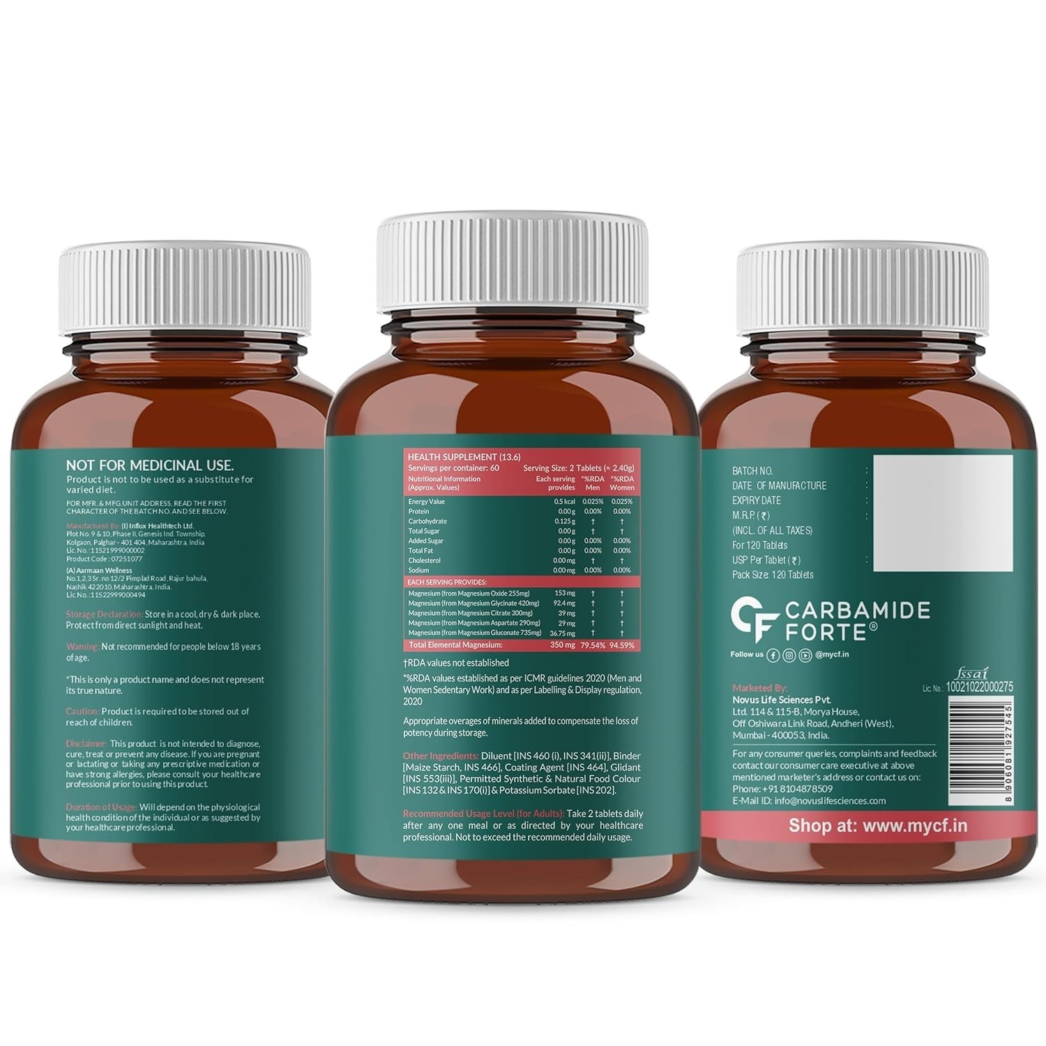 Carbamide Forte Magnesium 2000mg Glycinate Citrate 120 Tablets 5X Strength