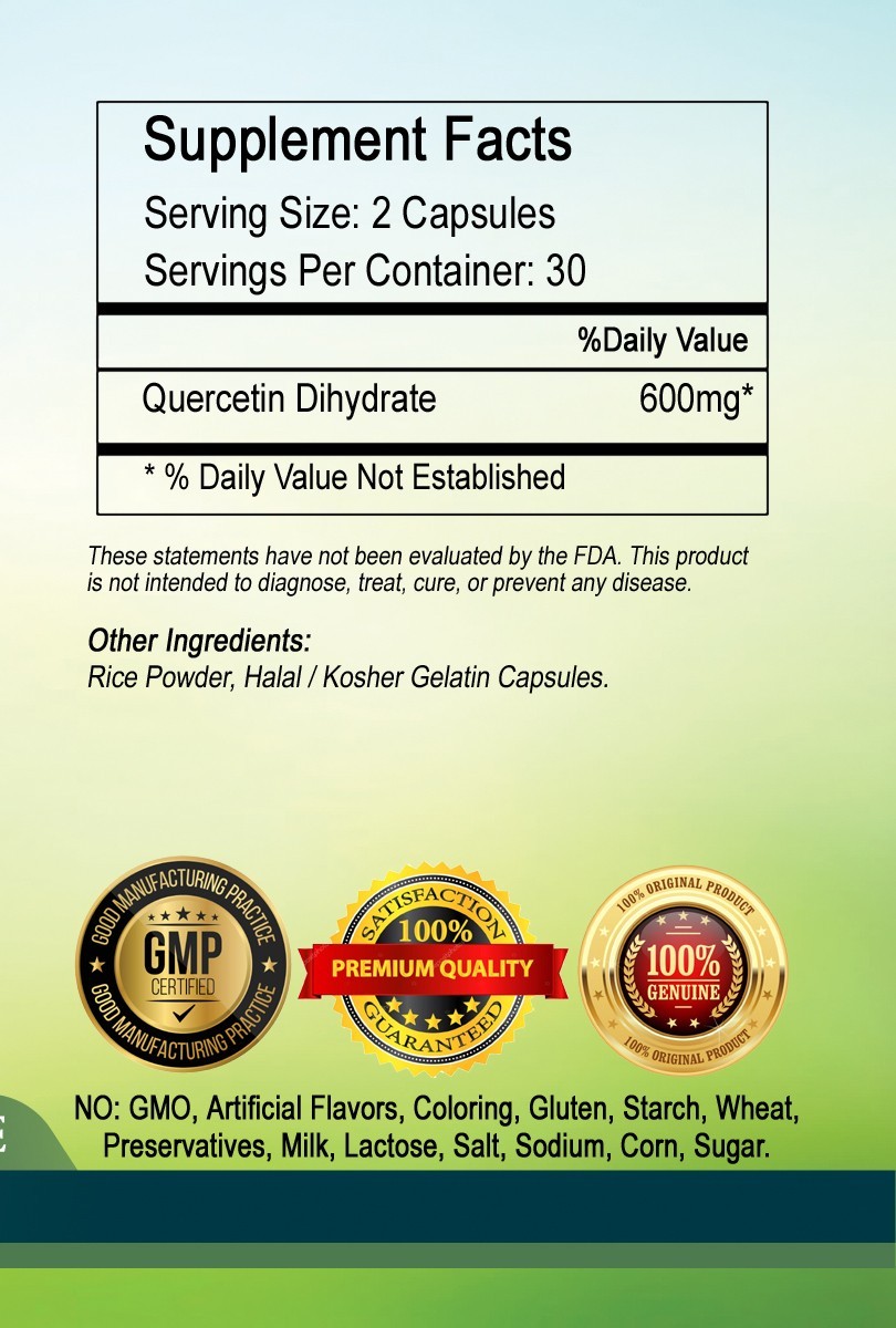 Quercetin 600mg Capsules, 60 Servings – USA Deal