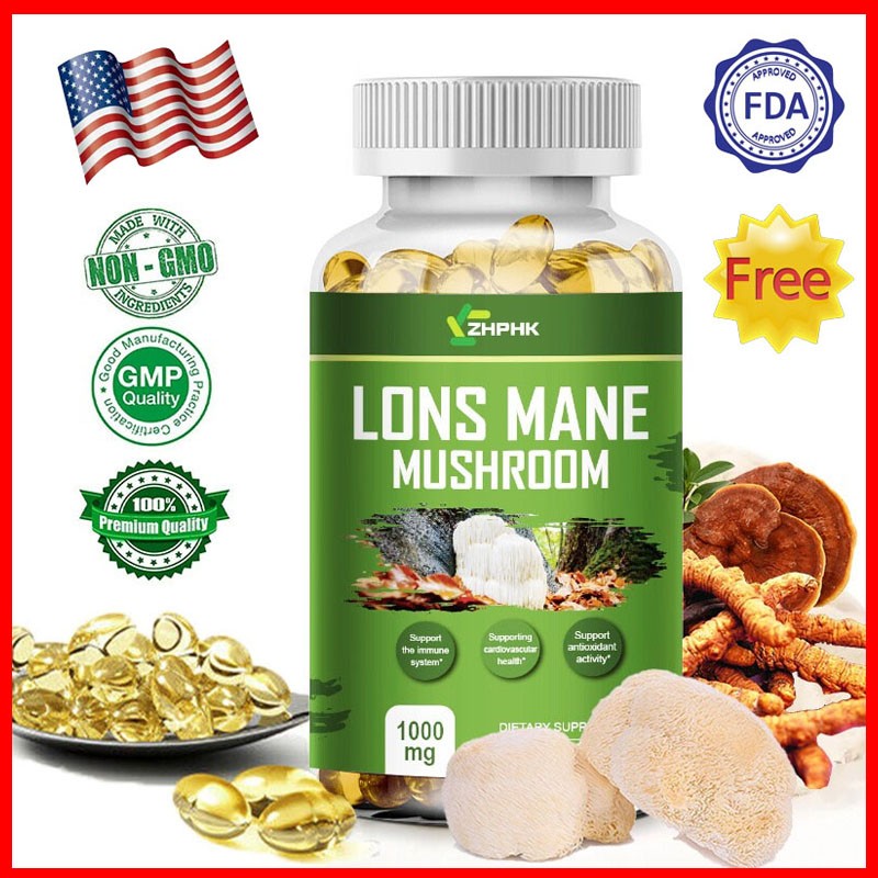 Organic Lion Mane Mushroom Capsules Help with Neurology Cognition and Memory