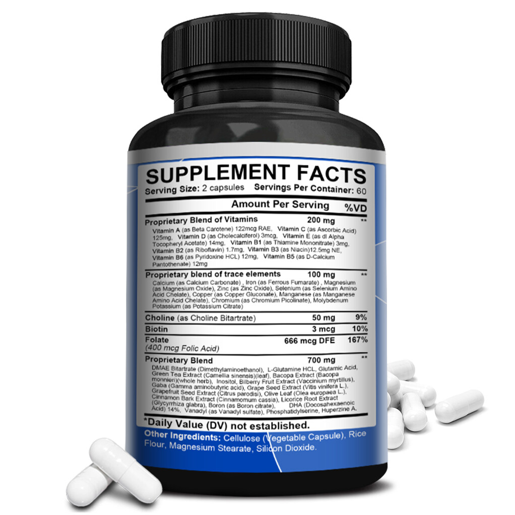 Brain Health Memory Booster Helps Improves Focus Memory Clarity 30-120 Capsules