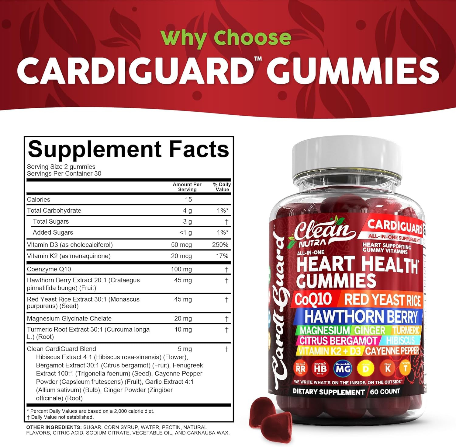 Coq10 Gummies | Red Yeast Rice Hawthorn Berry Ginger Turmeric Citrus Bergamot Hi