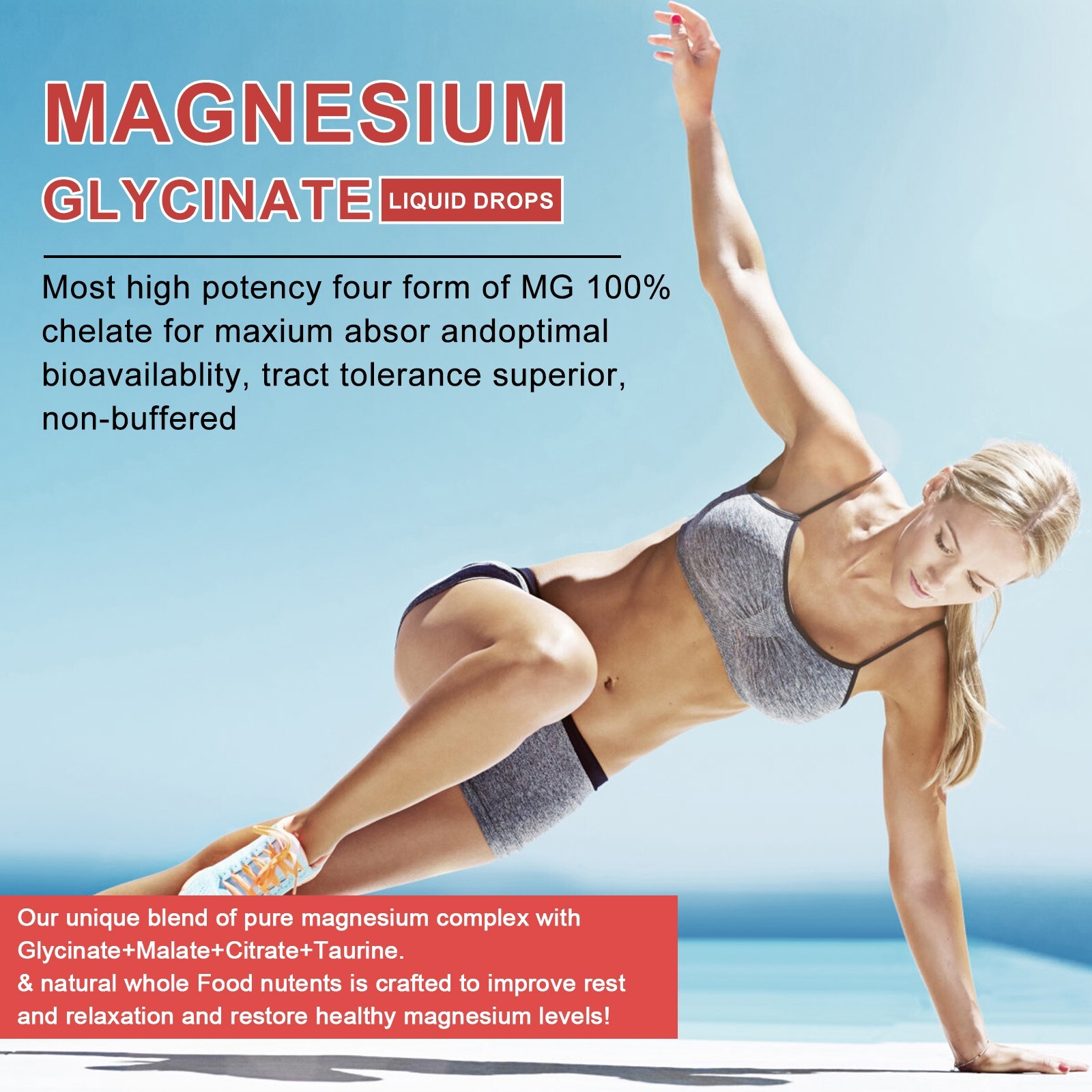 Magnesium Complex Supplement with Magnesium Glycinate,Citrate, Malate,Taurate
