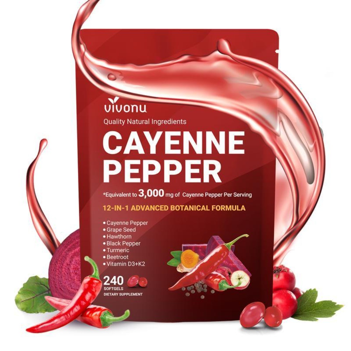 3/2PACK Cayenne Pepper Softgels Supplement – 240 Capsules NEW FREE SHIP