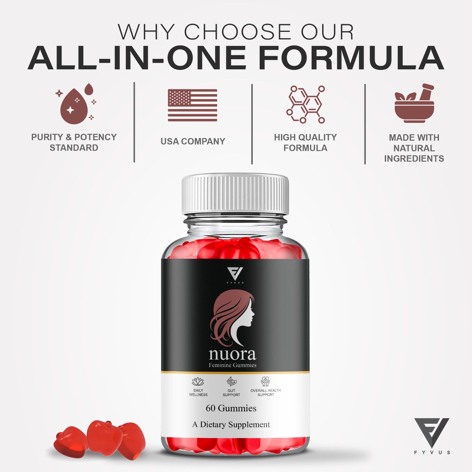 Nuora Feminine Gummies, Nuora Feminine Health Support (60 Gummies)