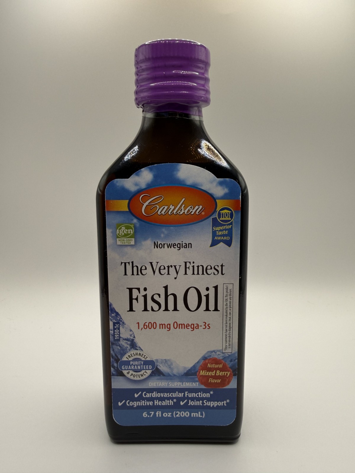Carlson Norwegian Fish Oil 1600 mg Omega-3s Mixed Berry 6.7 fl. oz. 200 mL – New