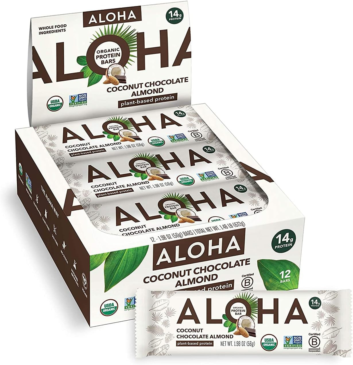 Organic Plant Based Protein Bars, Coconut Chocolate Almond, 1.98-Ounce Bars (Pac