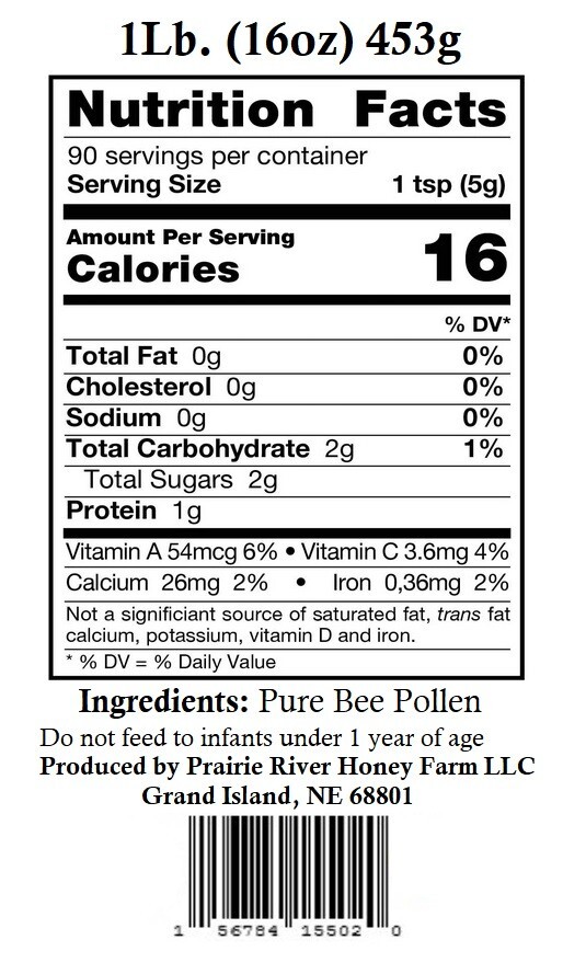 Fresh Bee Pollen Pure Raw Natural Nebraska Bee Pollen 1lb Jar