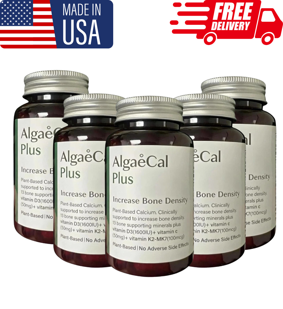 Pack of 5 AlgaeCal Plus Stronger Bones Dietary Supplement Algae Cal 120Ct