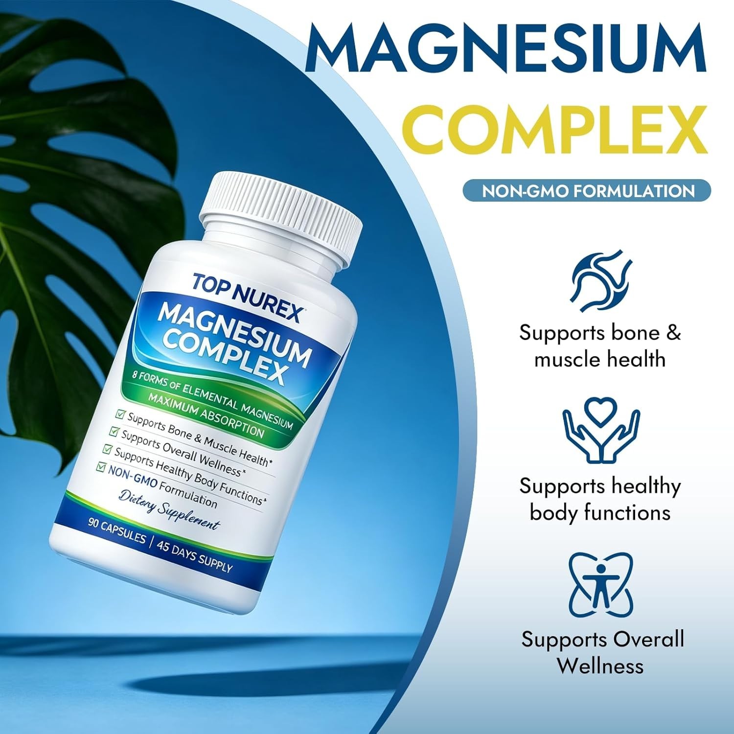 Top Nurex Magnesium Complex 1000 mg, 8-Source 90 Count (Pack of 1)
