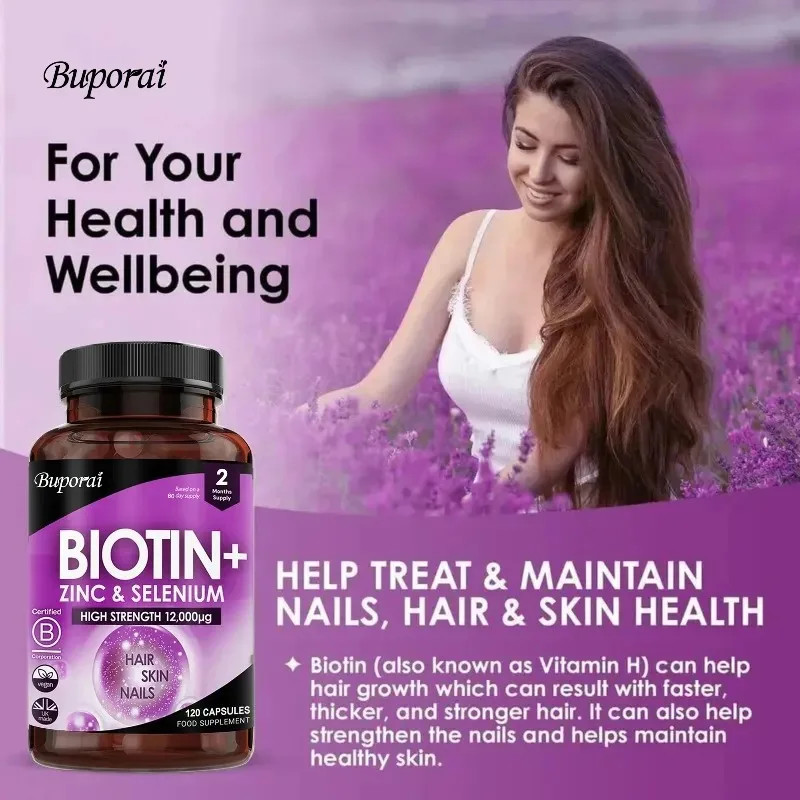 Biotin + Zinc + Selenium 120pcs, Promote Cell and Bone Health, Provide Energy