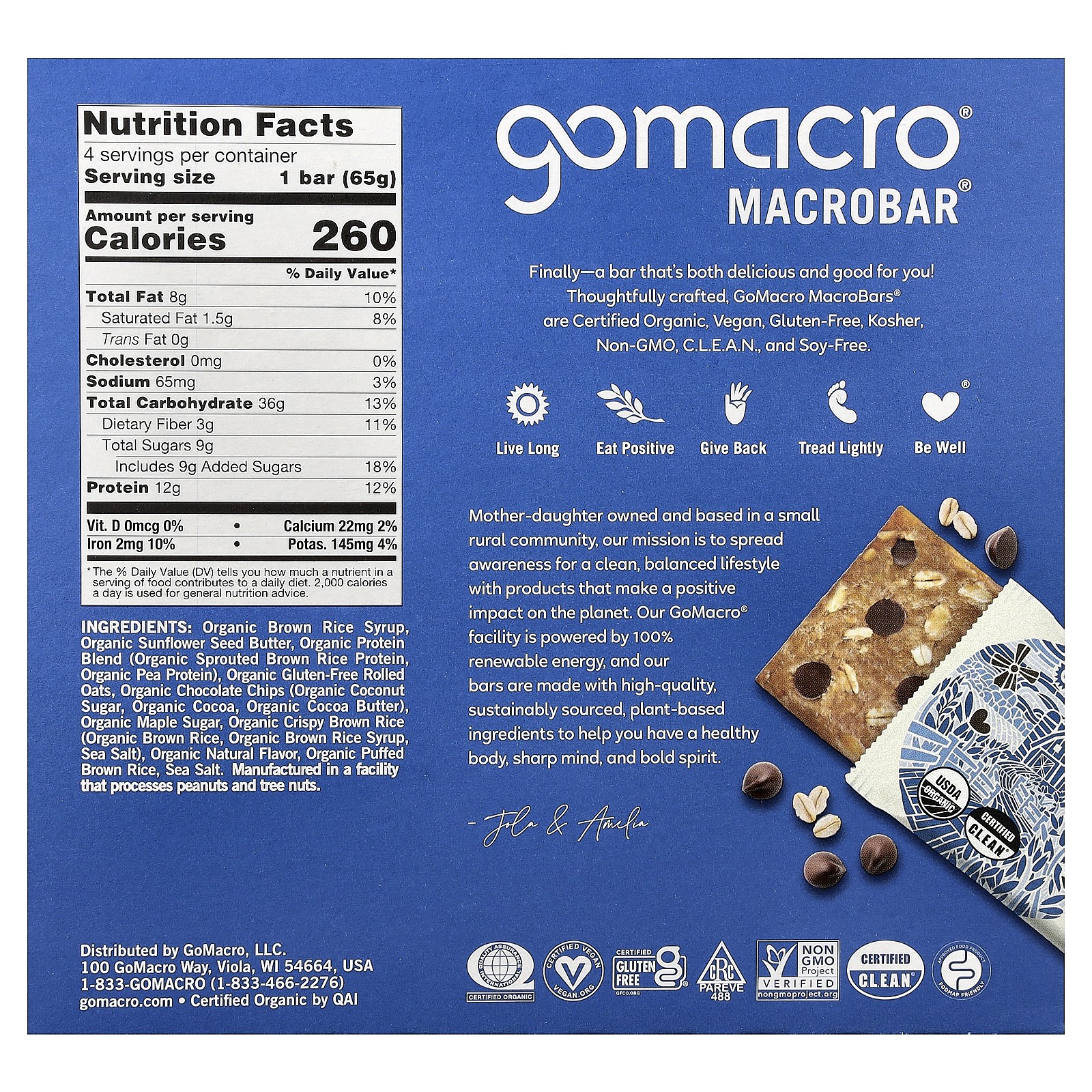 MacroBar®, Heartwarming Retreat, Oatmeal Chocolate Chip, 4 Bars, 2.3 oz (65 g)