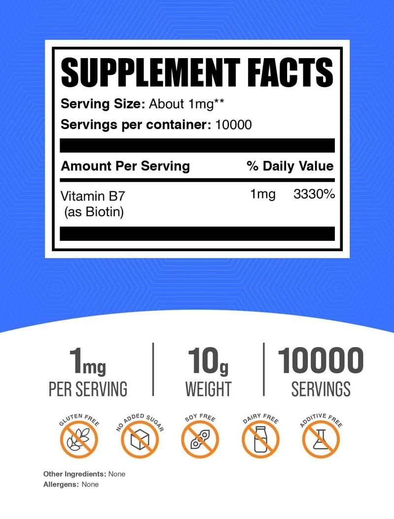 Pure Biotin Powder 10G Vitamin B7 Supplement For Health And Wellness Quality