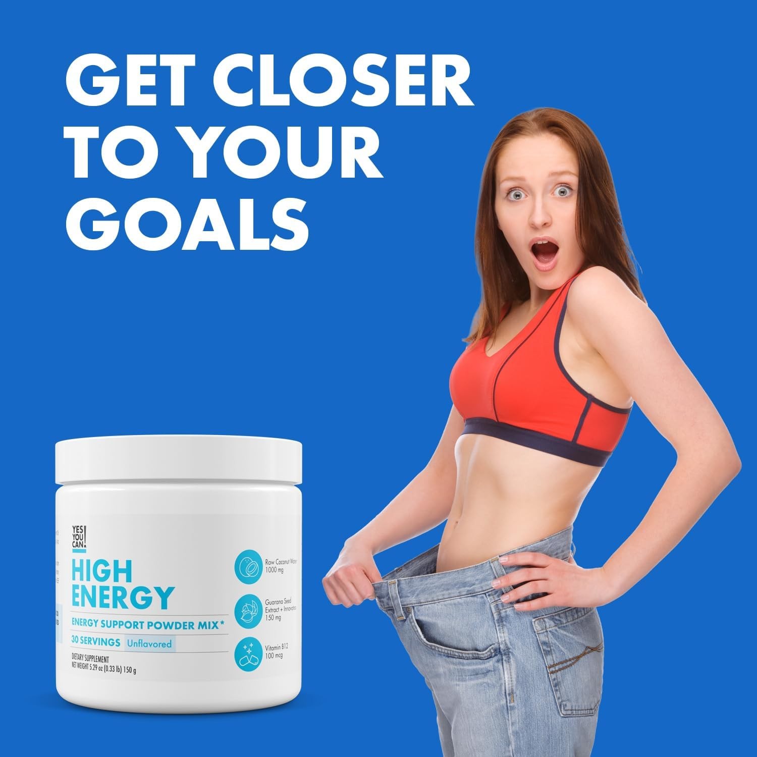 Yes You Can! Shake Booster High Energy Powder Drink Mix-Nutritional Drink with R