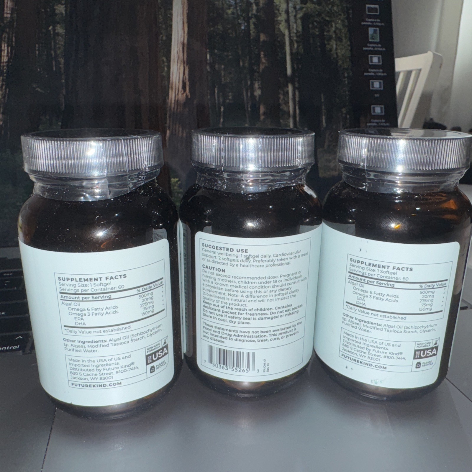 future kind + Vegan Omega 3 -60 Softgels Exp: 11/26 (3pack)