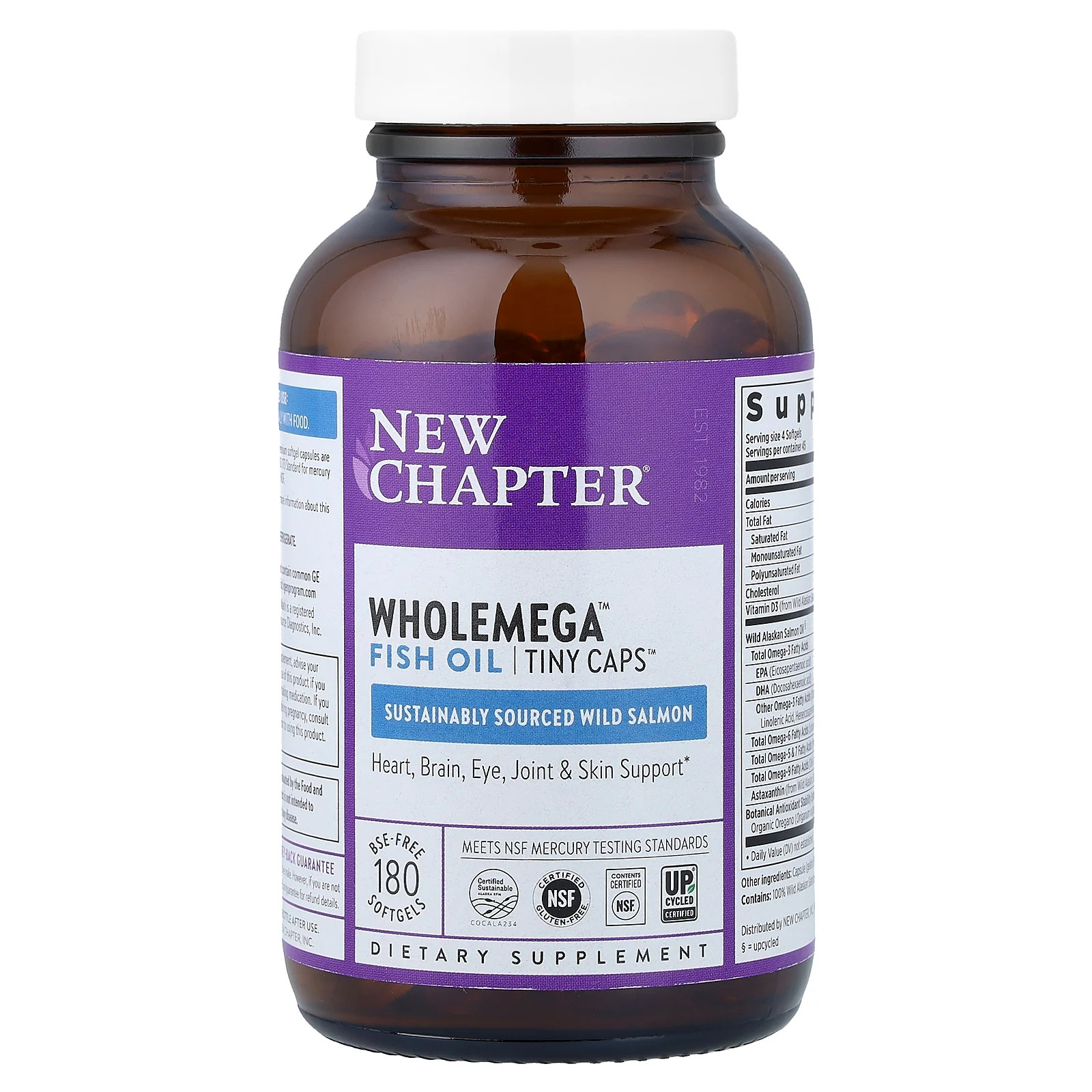 2 X New Chapter, Wholemega� Fish Oil, Tiny Caps�, 180 BSE-Free Softgels