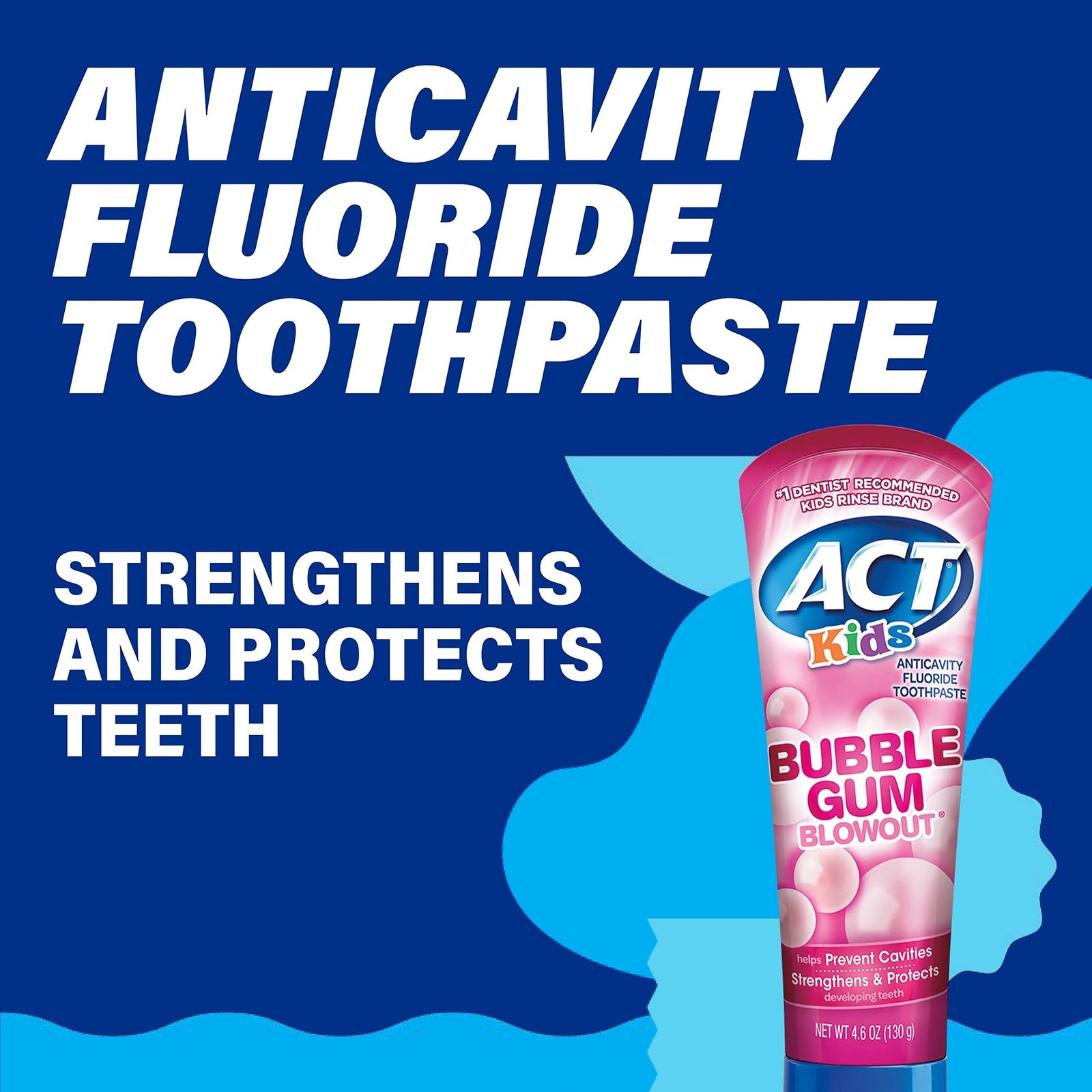 ACT Kids Anticavity Fluoride Toothpaste 4.6 oz. Bubble Gum Blowout (Pack of 2)