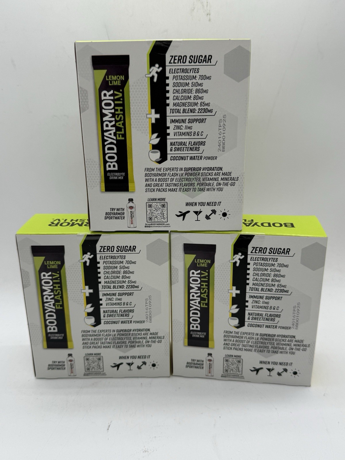 Case of 90 BODYARMOR Flash IV Electrolyte Lemon Lime Zero Sugar Mix BBD 01/2025
