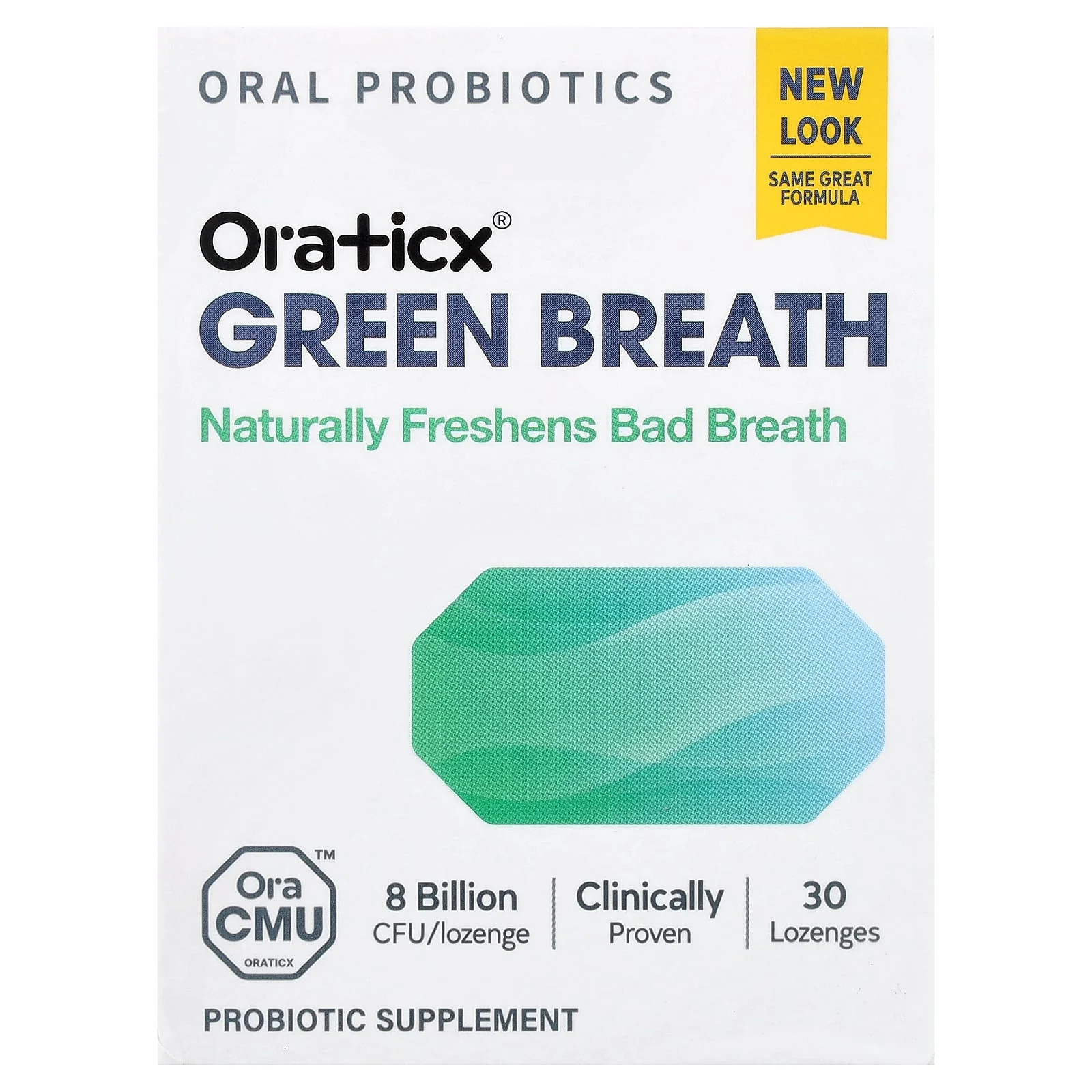 2 X Oraticx, Green Breath Oral Probiotics, Mint, 30 Lozenges