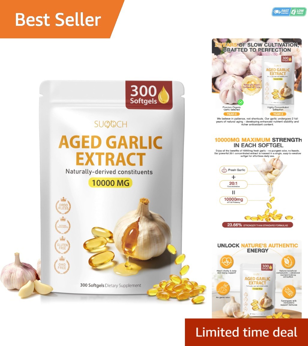 Natural Aged Garlic Extract – 300 Count Softgels for Vitality & Wellness Support