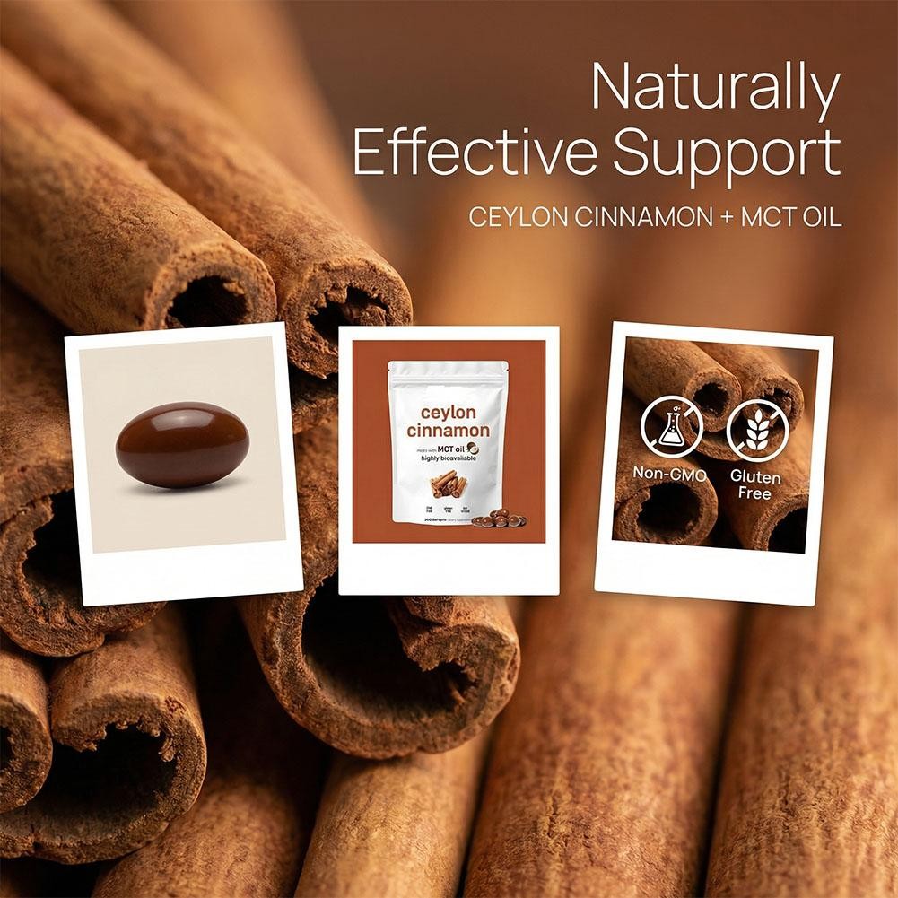 3X Ceylon Equivalent Cinnamon 7,200Mg |300Softgels with MCT Oil|HighlyBioavail`