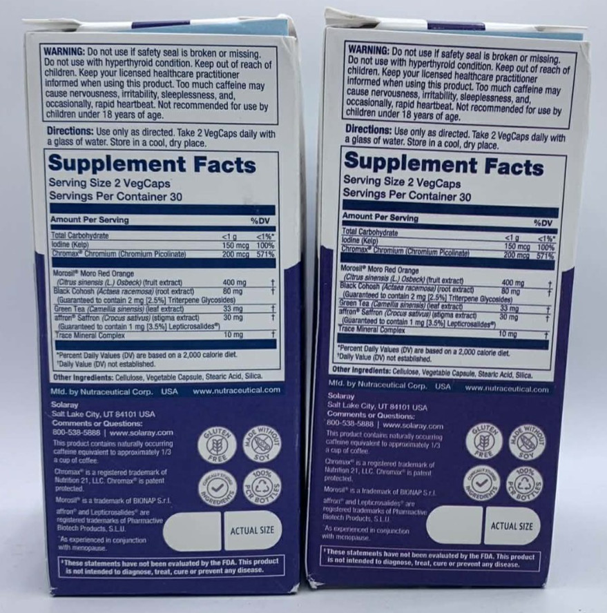 2PK Solaray Her Life Stages Menopause ~ 60 Vegcaps Each ~ EXP 8/26 ~ FAST SHIP
