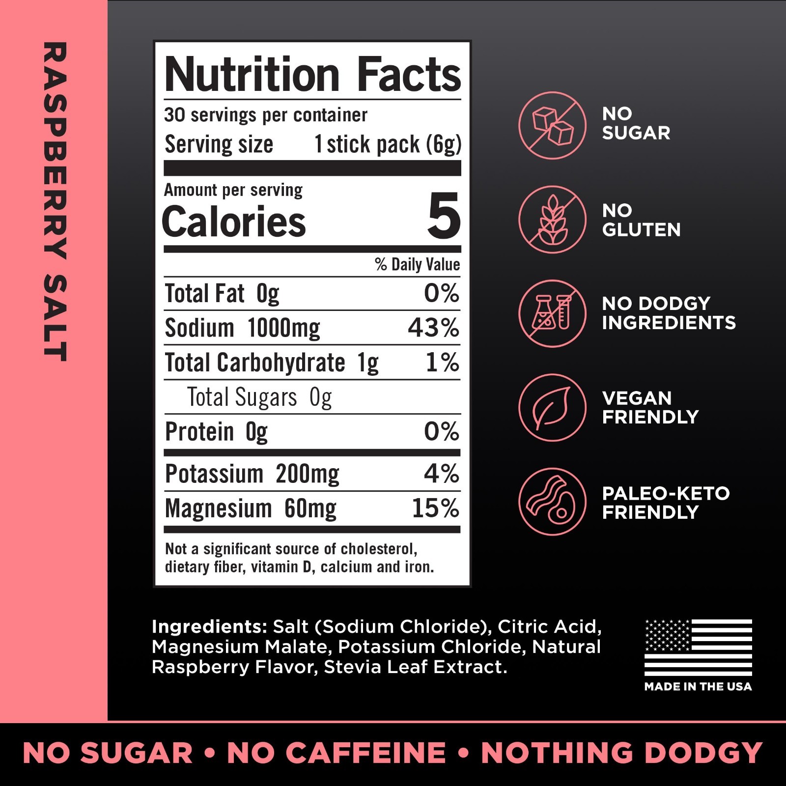 Electrolyte Drink Mix – Zero Sugar Raspberry Salt | 30 Pack | Hydration Boost