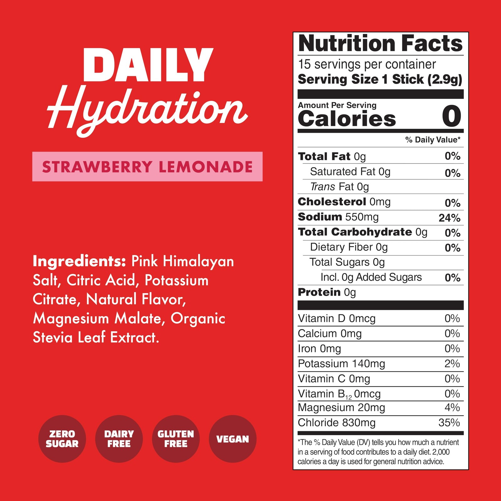 WaterBoy Daily Hydration, Strawberry Lemonade, Sugar Free Electrolytes Powde…