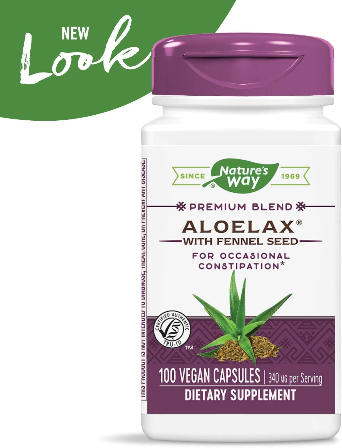 Nature’s Way Aloelax, with Fennel Seed, for Constipation, 340 Mg, 100 Capsules