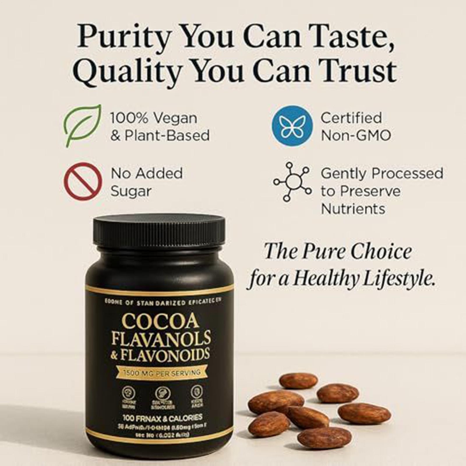 200g elevated Flavanol Cocoa Powder – Non-GMO, Sugar-Free, 7.05oz, Magnesium …