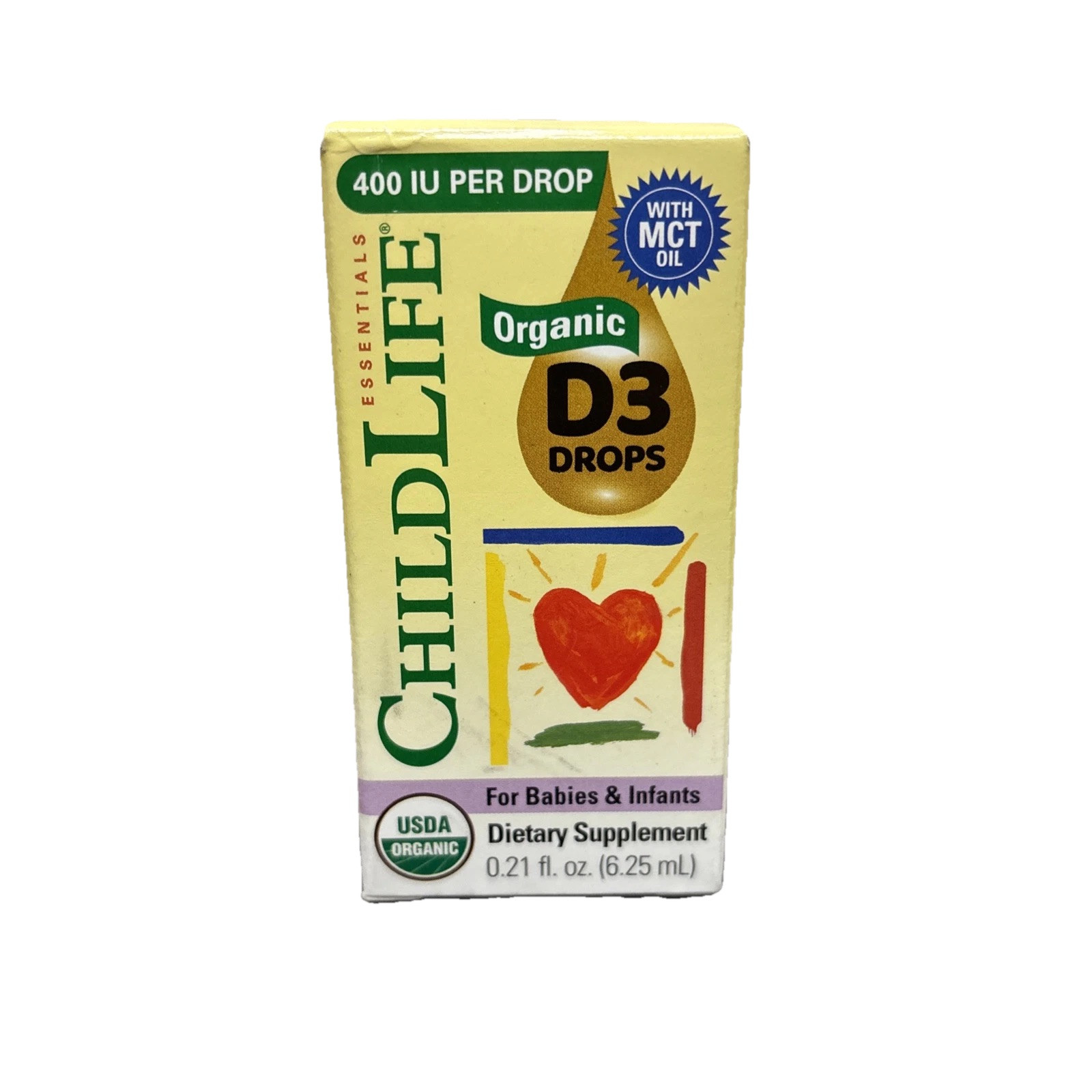Organic D3 Drops for Babies & Infants, 0.21 fl oz (6.25 mL) EXP 05/2027