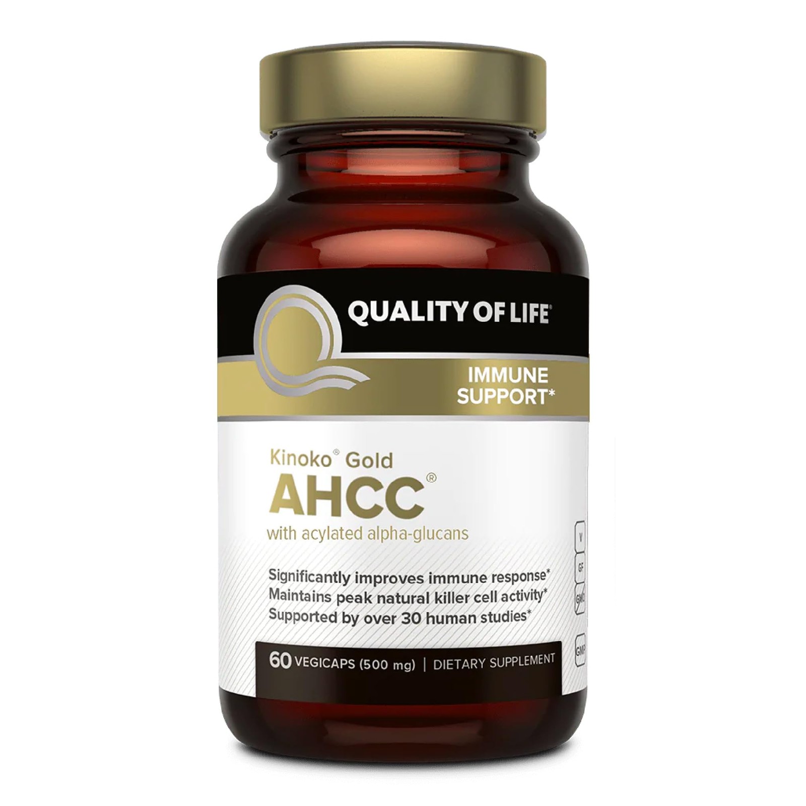 Quality of Life Kinoko Gold AHCC, 500mg – 60 caps 60 Count (Pack 1)