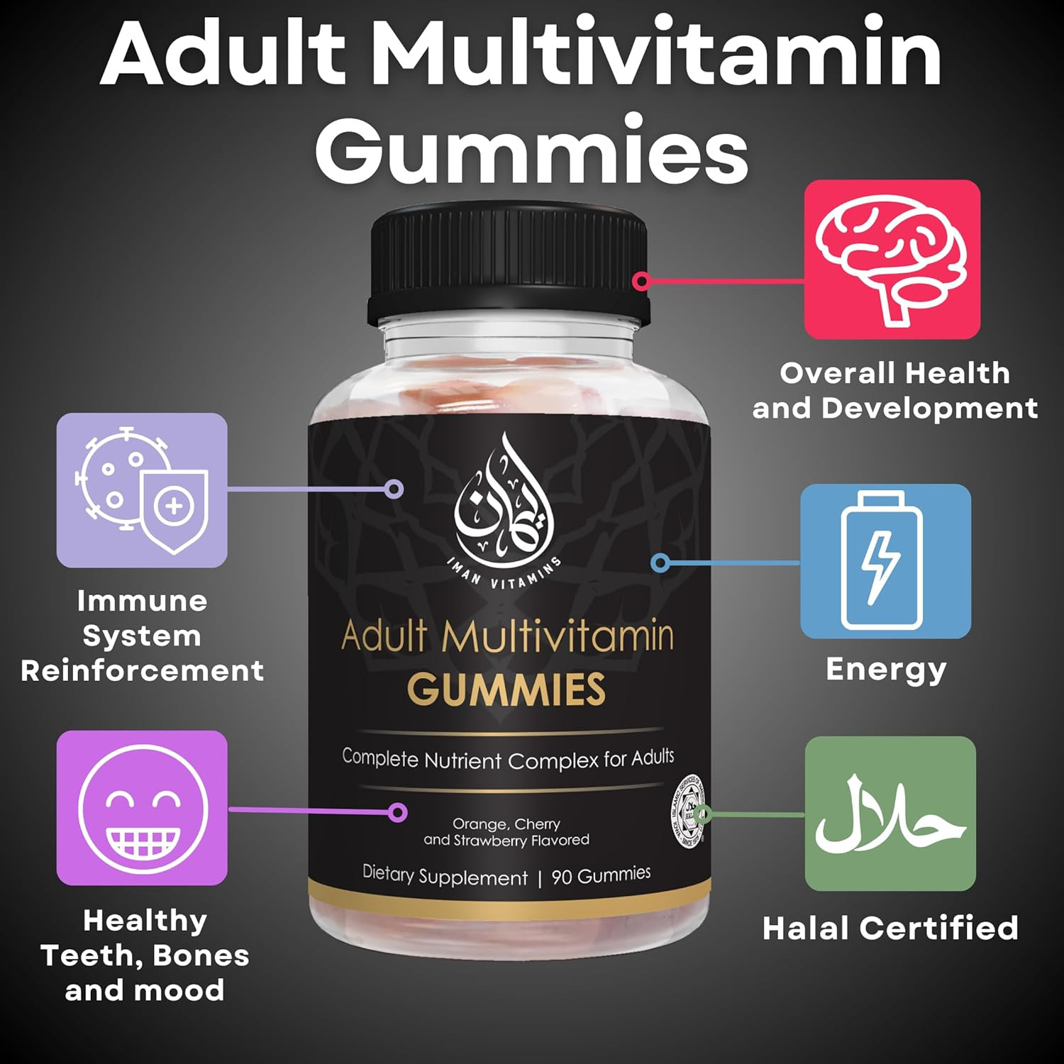 Halal Complete Complex Adult Multivitamin Gummies | Natural Immune Boost for Men