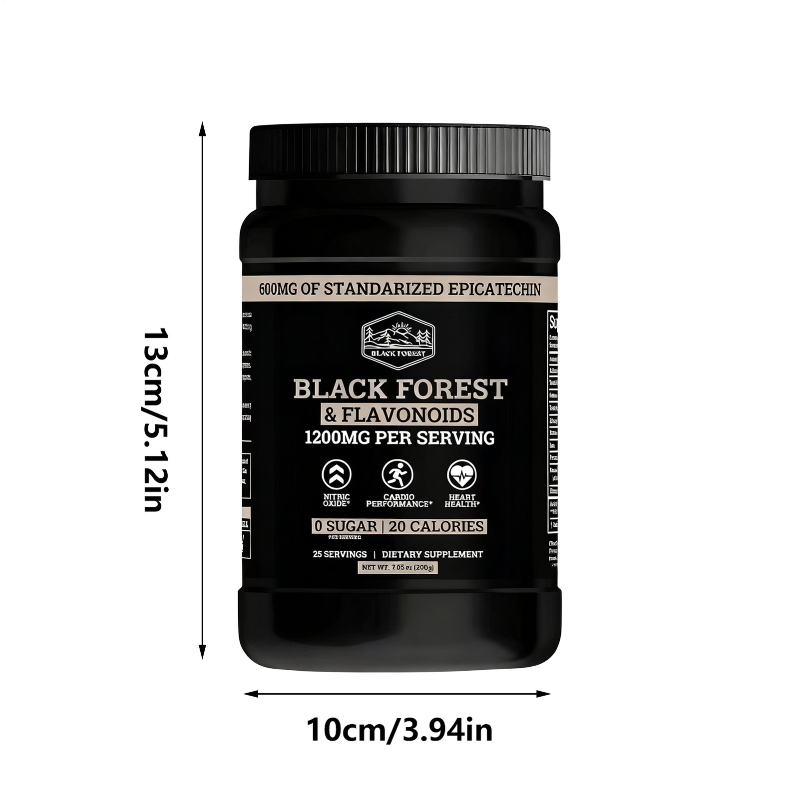 Black Supplements High Flavanol Cocoa Powder & Flavonoids Forest 1200mg