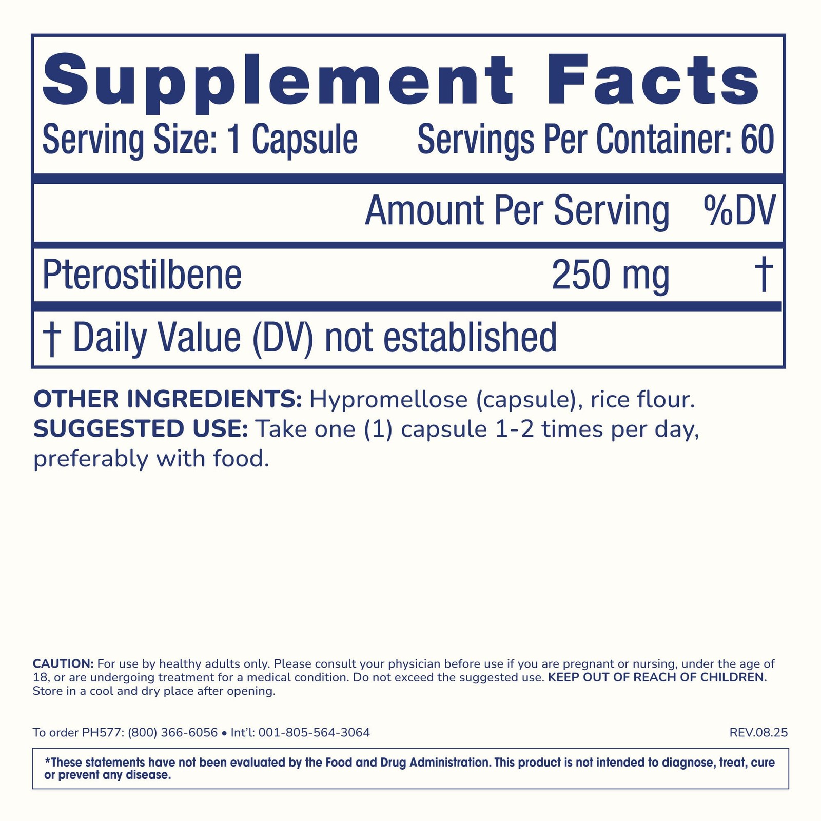 Pterostilbene Supplement (250mg, 60 Capsules) | 60 Count (Pack of 3)