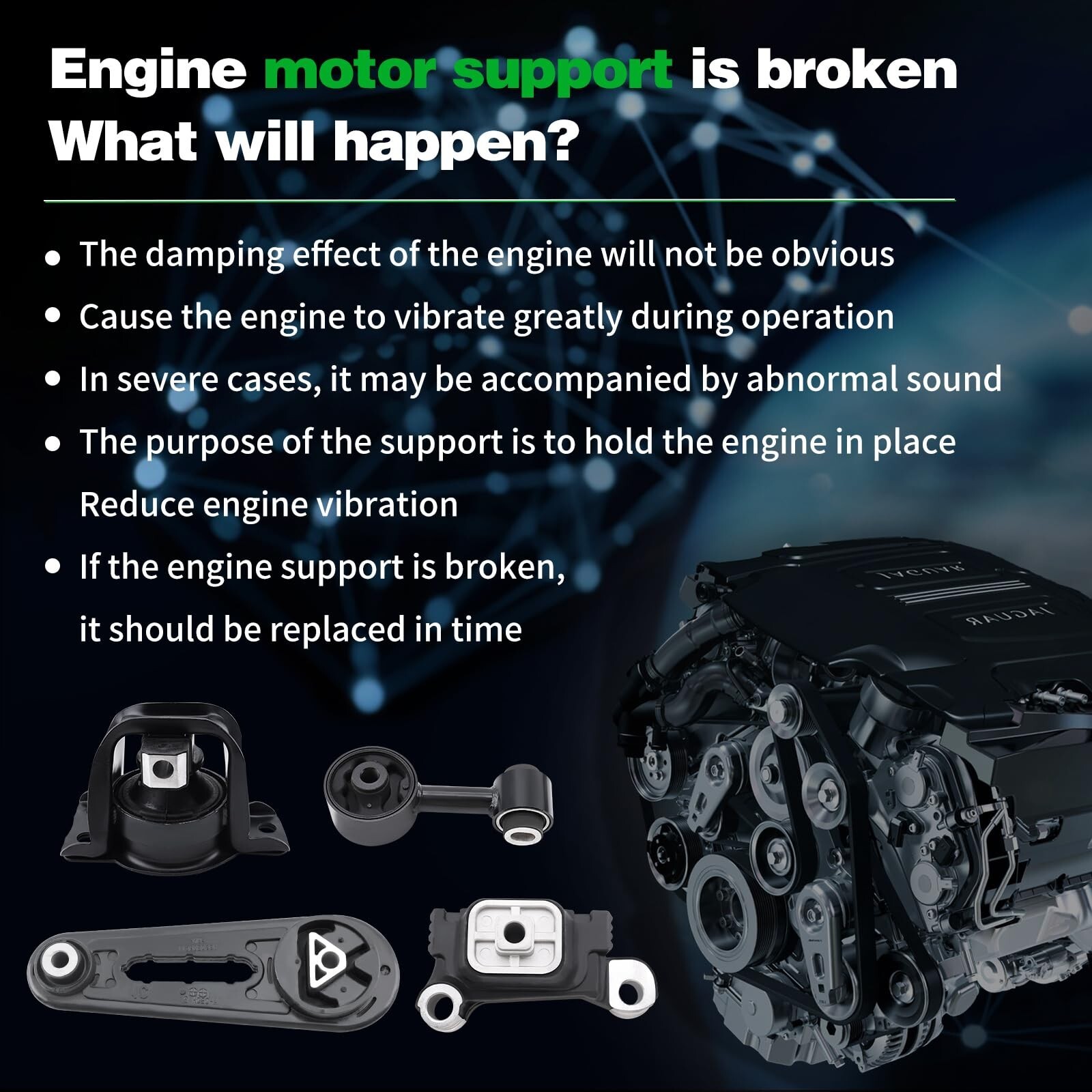 Engine Motor and Trans Mount Kit Compatible with NV200 2013-2021 & City Expre…