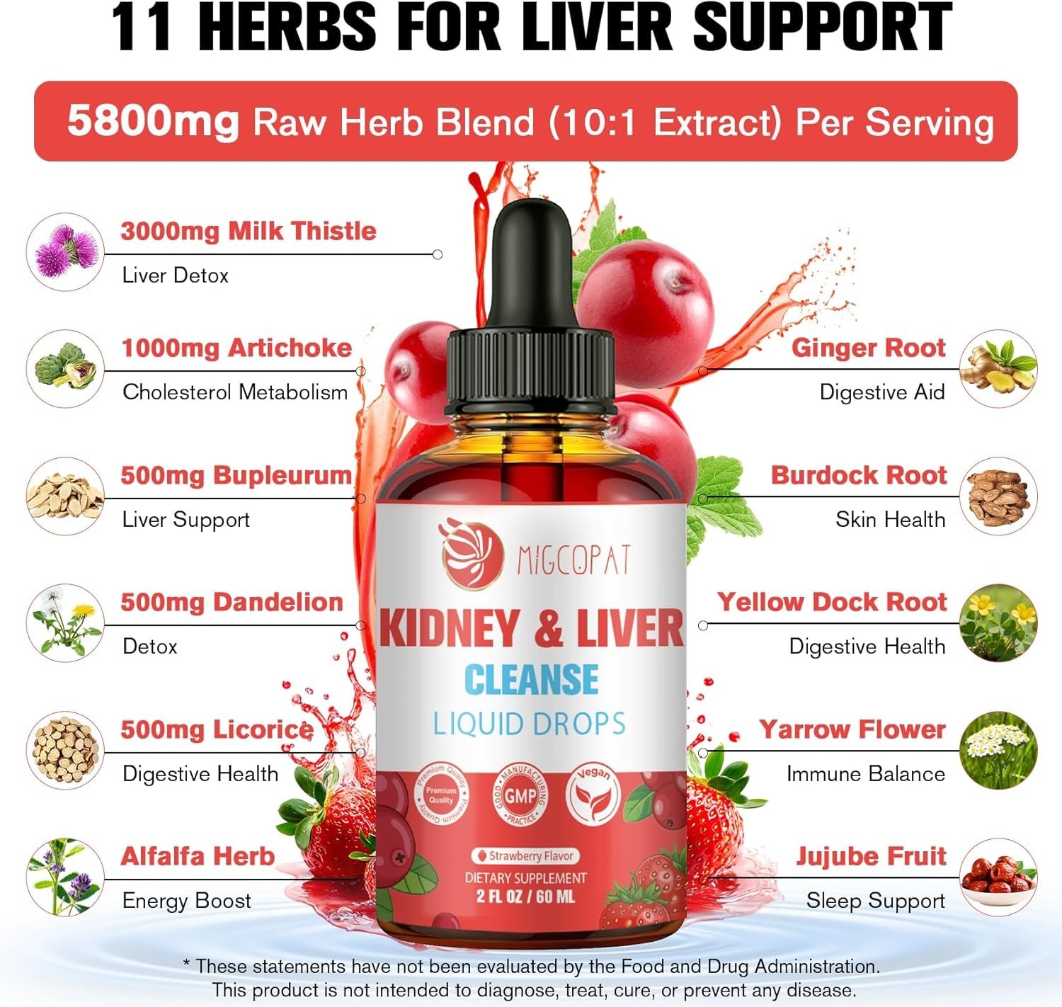 28-In-1 Kidney and Liver Cleanse Detox & Repair Drops, High Absorption Cranberry