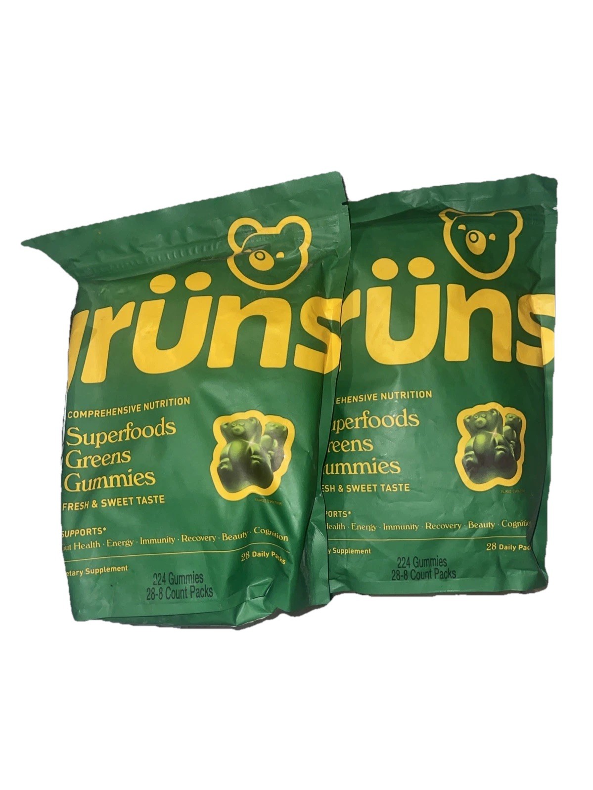 2 New Unopened Bags 28 Packets Each=56 Grun Adult Super Greens Gummies Exp/02/27