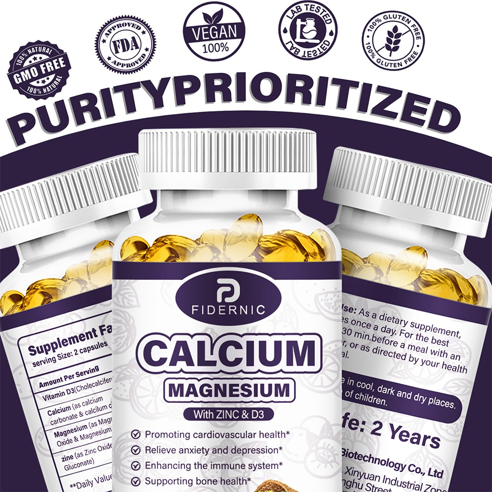 180 PCS Zinc Calcium Magnesium & Vitamin D Complex Supplement Vegetarian