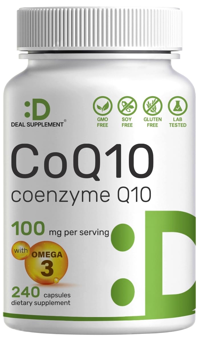 DEAL SUPPLEMENT CoQ10 100mg with Omega 3 100mg, 240 240 Count (Pack of 1)