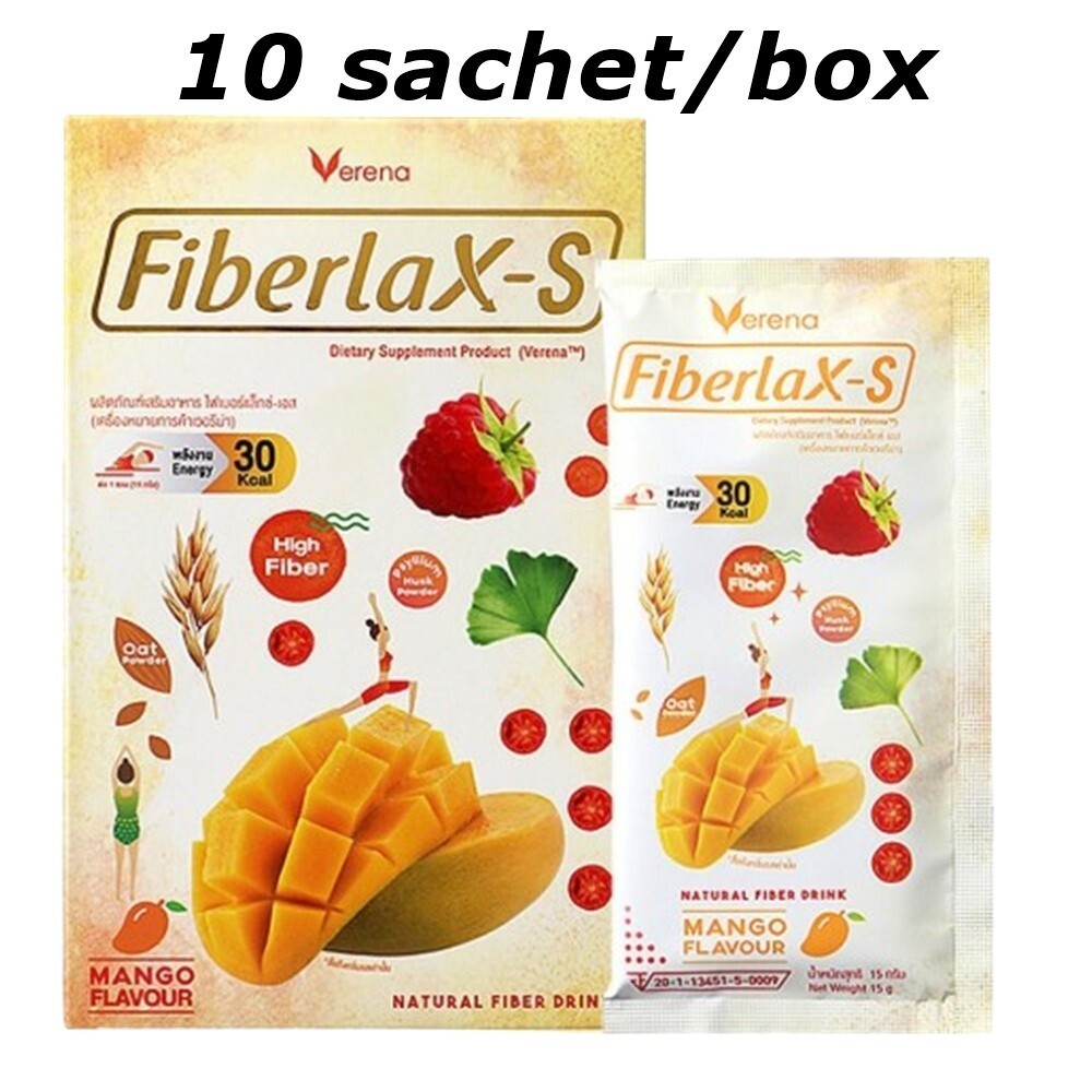 8X Verena Fiberlax-S Mango Flavour Natural Fiber Drink Detox No Sugar 10 Sachets