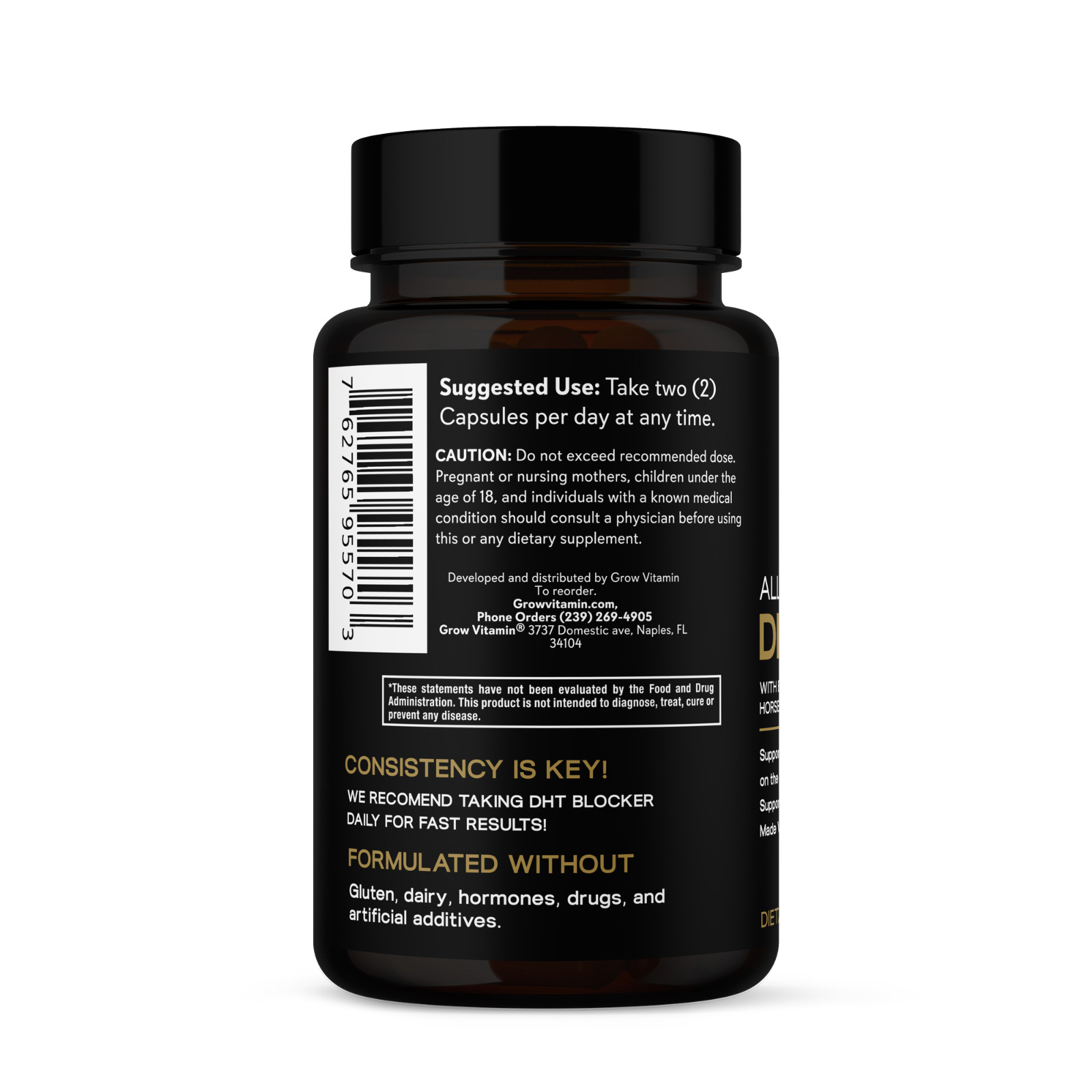 DHT BLOCKER Hair Growth Supplement (90 Capsules) by Grow Vitamin