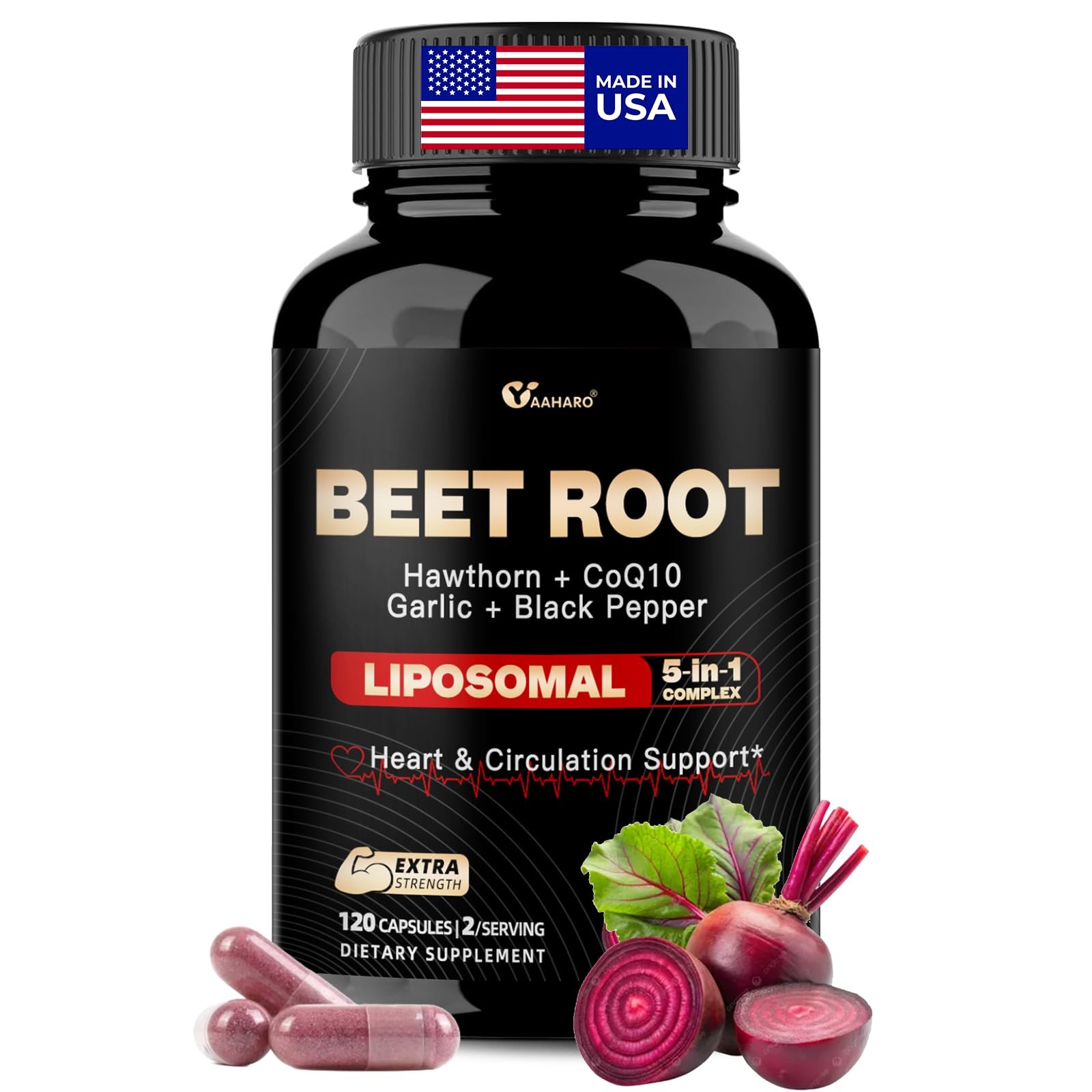 Beet Root Capules Beet Root Powder with Hawthorn Berry, CoQ10, Garlic Bulb, …
