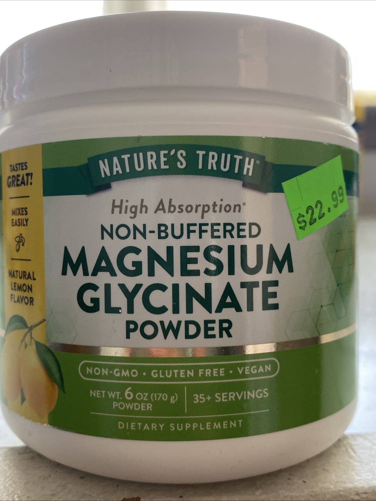 Natures Truth Magnesium Glycinate Powder Lemon 6oz Exp 03/2027
