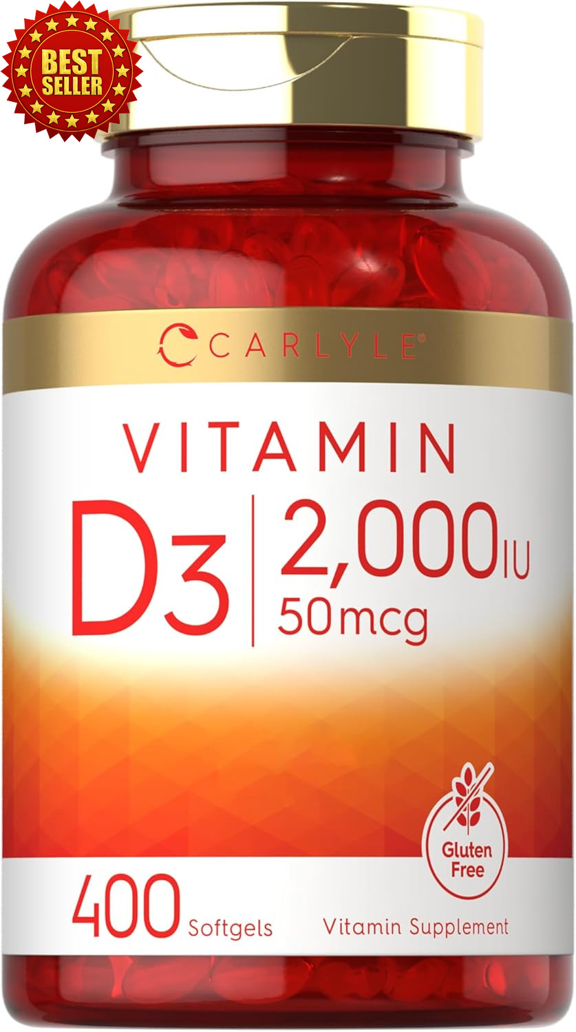 Carlyle Vitamin D3 Softgels 2000IU 50 Mcg 400 Count Non-gmo Gluten Free