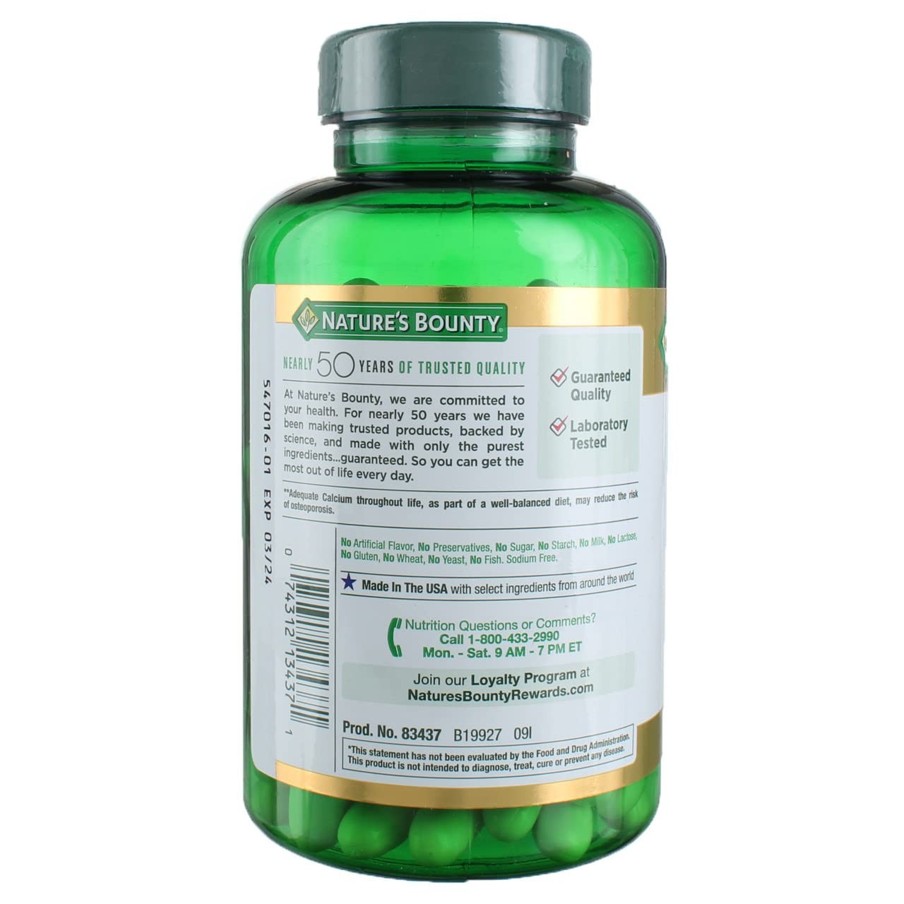 Nature’s Bounty Calcium 1200mg + D Softgels 120 ea (Pack of 4)
