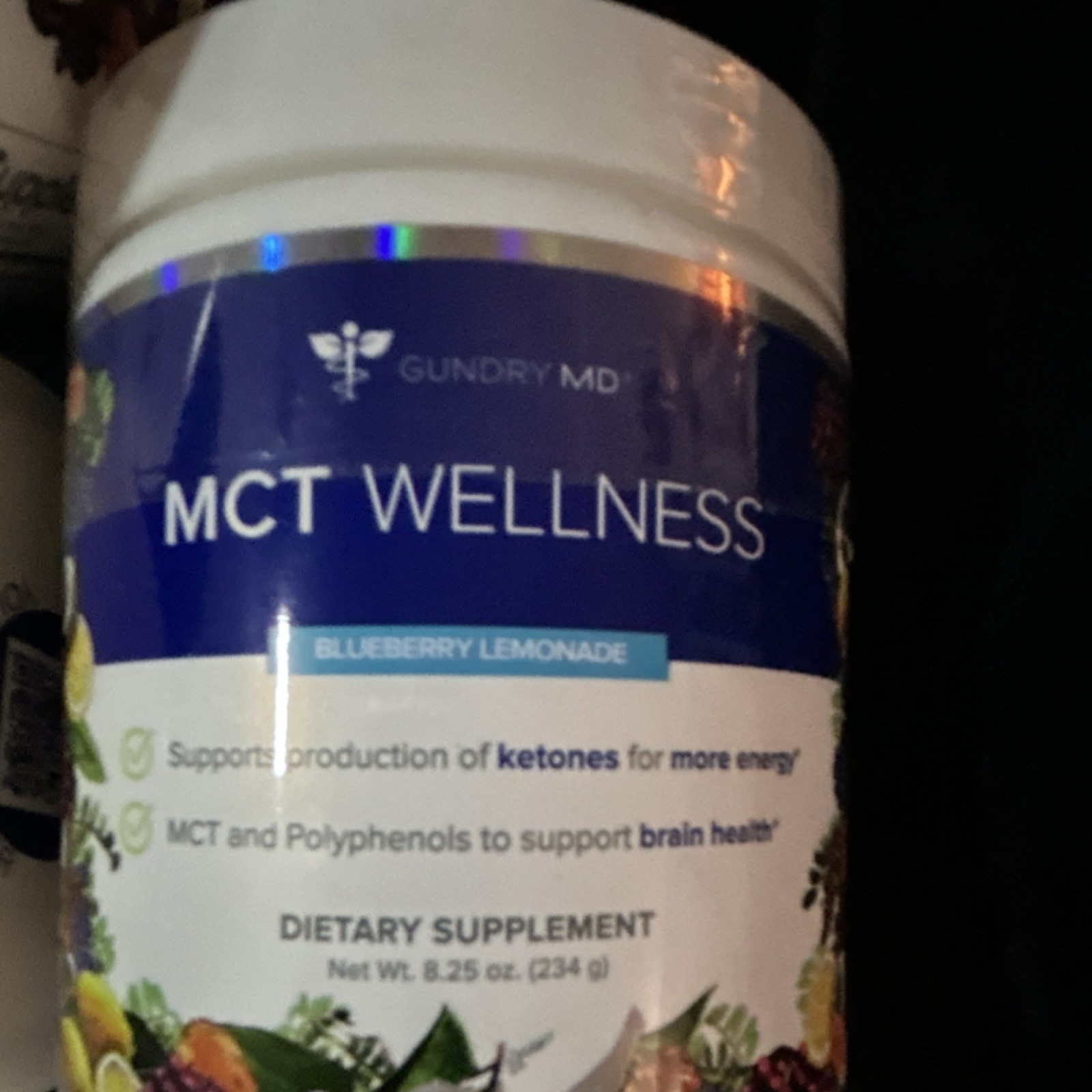 Gundry MD MCT Wellness Blueberry Lemonade Powder 8.25 oz Energy Brain Support