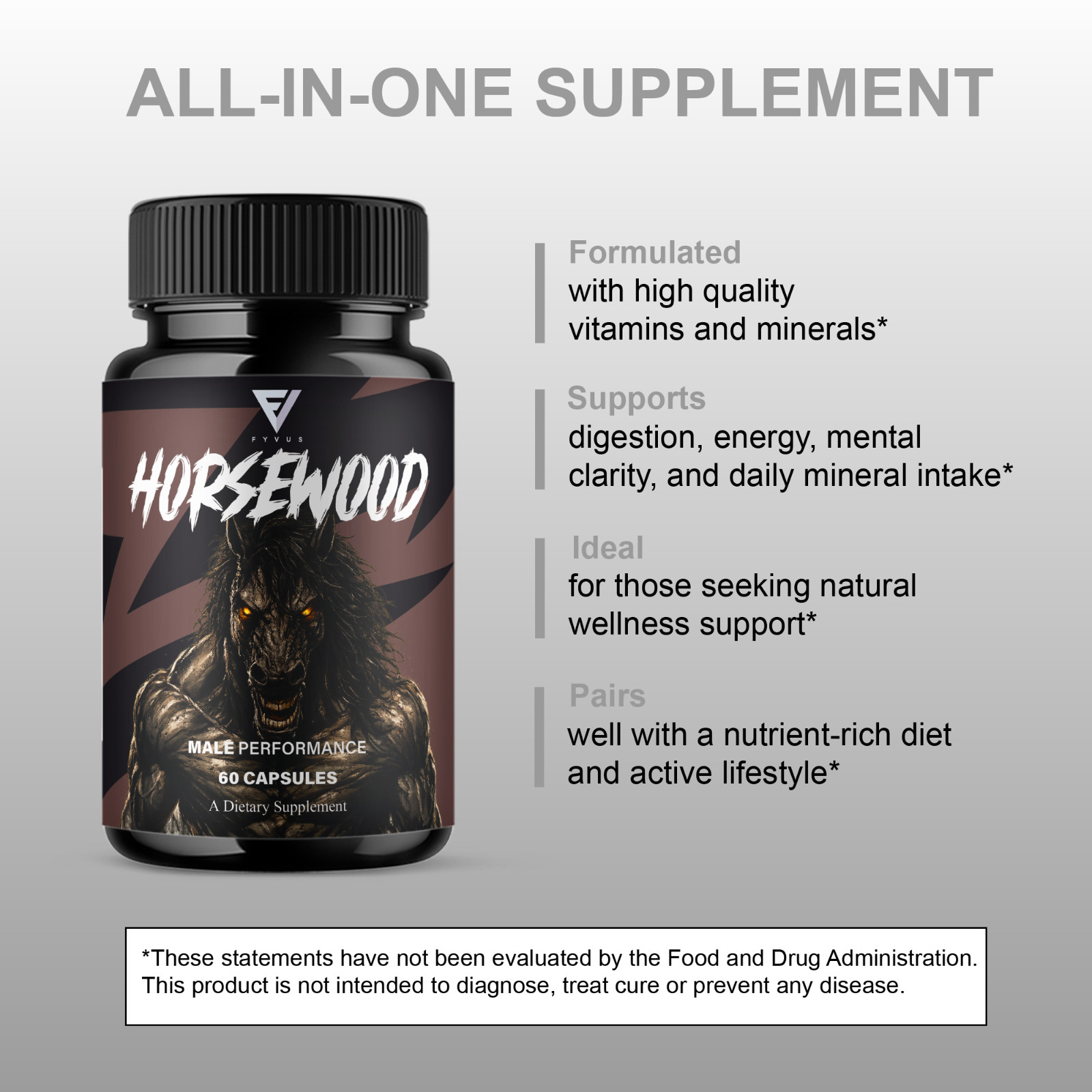 (3 Pack) Horsewood Male Support Supplement, Horse Wood Male Pills (180 Capsules)